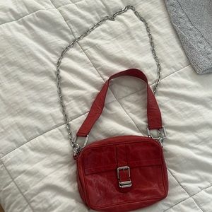 Red zadig and Voltaire bag crushed red leather